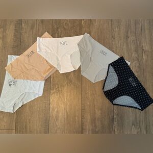 RAE DUNN Women’s No Show Laser Cut 5 Pack Hipster Panties - Large New on Package